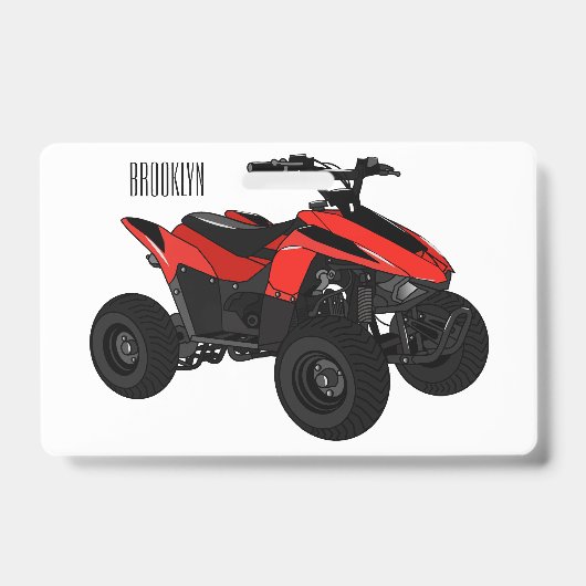 Quad ATV-cartoonillustratie Badge (Voorzijde)