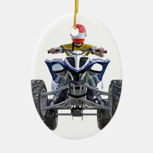 Quad Bike ATV Popping a Wheelie to Front Keramisch Ornament (Voorkant)