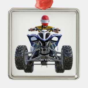 Quad Bike ATV Popping a Wheelie to Front Metalen Ornament