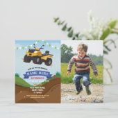 Quad Bike Birthday Invitation Riding Mud Fun Foto Kaart (Staand voorkant)