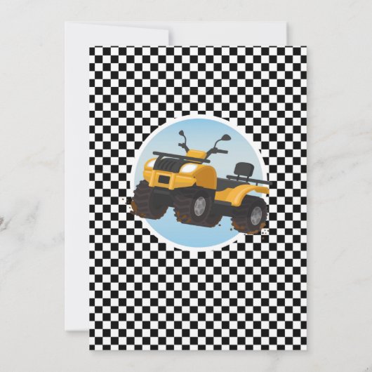 Quad Bike Birthday Invitation Riding Mud Fun Track Kaart (Achterkant)