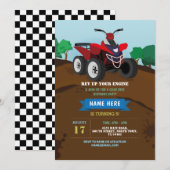 Quad Bike Birthday Invitation Riding Mud Fun Track Kaart (Voorkant / Achterkant)
