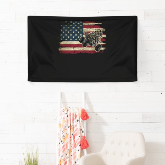 Quad Biker America Flag Gift Biking Riding Offroad Spandoek (Insitu)