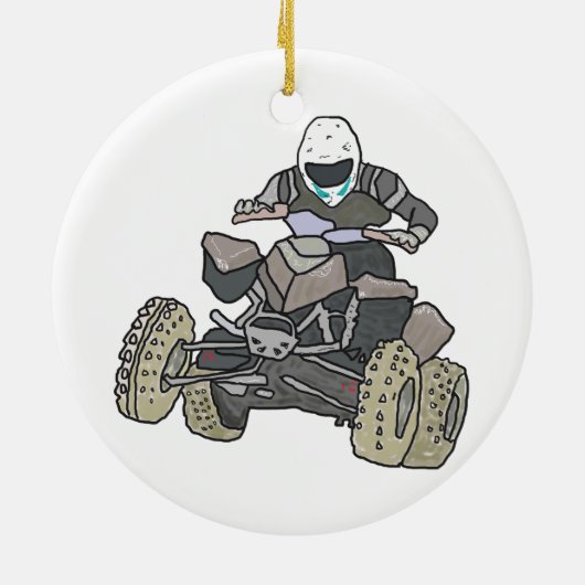 Quad Biking Keramisch Ornament (Achterkant)