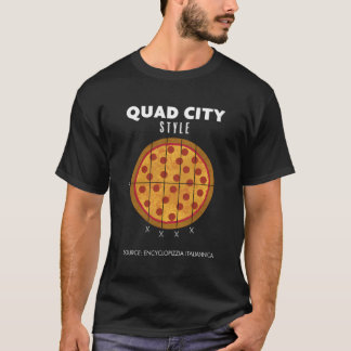 Quad City Stijl Pizza Pepperoni Iowa Illinois Regi T-shirt