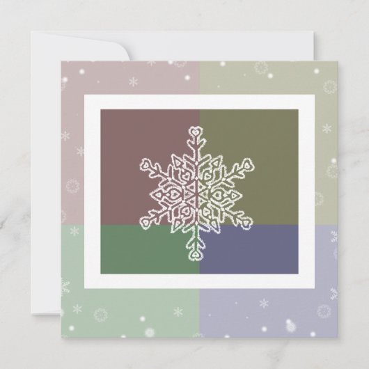 Quad Color Snowflakes Invitation Kaart (Voorkant)