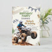 Quad fiets verjaardagsfeest uitnodiging (Staand voorkant)