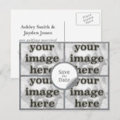 Quad Misty Grey Save the Date Briefkaart (Voorkant / Achterkant)