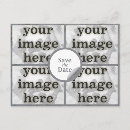 Quad Misty Grey Save the Date Briefkaart (Voorkant)