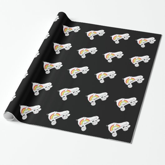 quad-schaats regenboog cadeaupapier (Uitgerold)