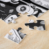 Quad schaatsen rozen Zwart Wit Design Legpuzzel (Zijkant)