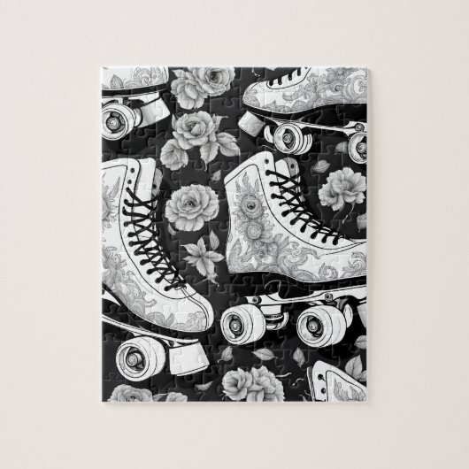Quad schaatsen rozen Zwart Wit Design Legpuzzel (Verticaal)