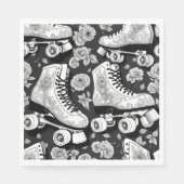 Quad schaatsen, rozen, zwart-wit design. servet (Voorkant)