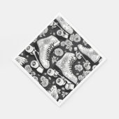 Quad schaatsen, rozen, zwart-wit design. servet (Hoek)