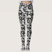 Quad schaatsen rozen Zwart Wit Ontwerp Leggings (Voorkant)