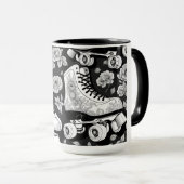 Quad schaatsen rozen Zwart Wit Ontwerp Mok (Voorkant rechts)
