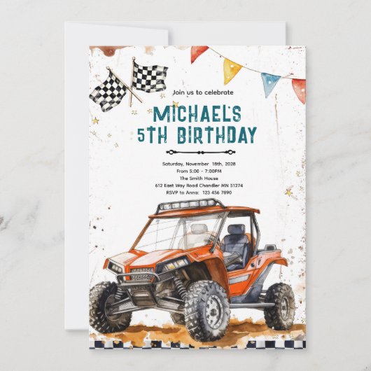 Quad-verjaardagsfeest uitnodiging (Voorkant)