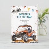 Quad-verjaardagsfeest uitnodiging (Staand voorkant)
