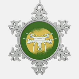 Quadcopter Grunge Cirkel van de bestuurder Tin Sneeuwvlok Ornament