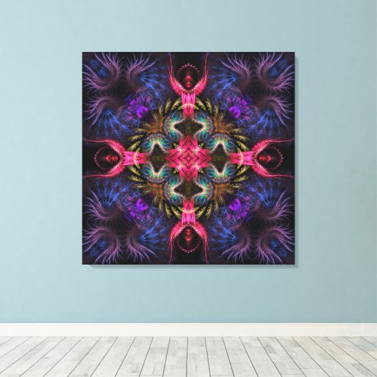 Quadra Angels Fractal Geometry Wrapped Canvas (Insitu (Houten vloer))