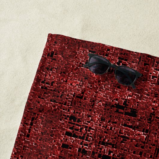 Quadrados pequenos vermel hos sobrepostos empapado strandlaken (In situ)