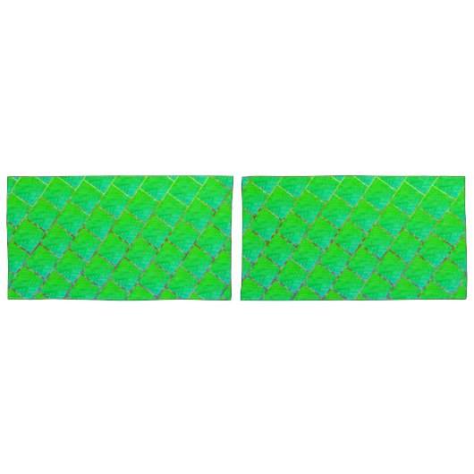 Quadrados verde azulado, linhas de três cores. kussensloop (Voorkant-Set)