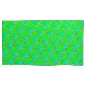 Quadrados verde azulado, linhas de três cores. kussensloop (Voorkant-Links)