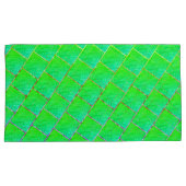 Quadrados verde azulado, linhas de três cores. kussensloop (Voorkant-Rechts)