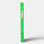 Quadrados verde azulado, linhas em três cores. Case-Mate iPhone case (Achterkant / Links)