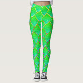 Quadrados verde azulado, linhas em três cores. leggings (Voorkant)