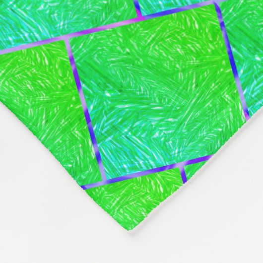 Quadrados verde azulados, linhas em 3 cores. fleece deken (Hoek)