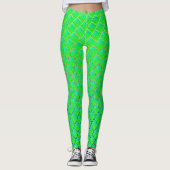 Quadrados verde azulados, linhas em 3 cores. leggings (Voorkant)
