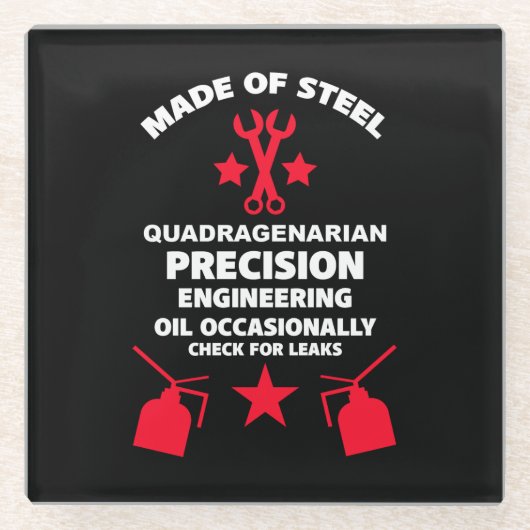 Quadragenarische verjaardag glazen onderzetter (Voorkant)