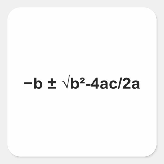 Quadratische formule Wiskunde wiskundige natuurkun Vierkante Sticker (Voorkant)