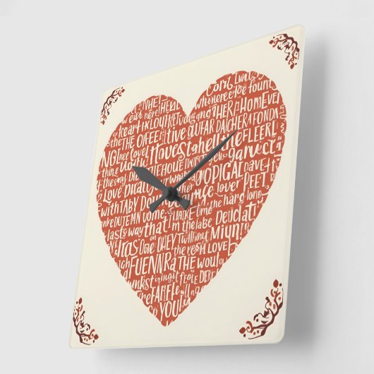  Quadratische Wanduhr LOVE Vierkante Klok (Hoek)