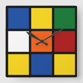 Quadratische Wanduhr mit kubistischem Muster Vierkante Klok