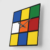 Quadratische Wanduhr mit kubistischem Muster Vierkante Klok (Hoek)