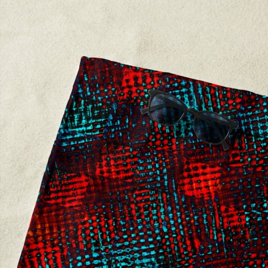 Quadriculados riscados cor vermel hoe e azul claro strandlaken (In situ)