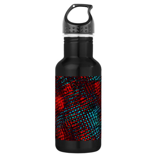 Quadriculados riscados em azul claro e vermel ho. waterfles  (Voorkant)