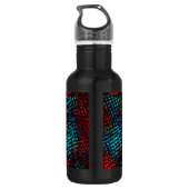 Quadriculados riscados em azul claro e vermel ho. waterfles  (Achterkant)