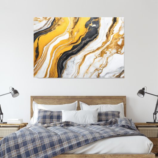 Quadro Abstrato amarelo, preto, branco em Canvas (Insitu (Slaapkamer))