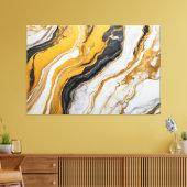 Quadro Abstrato amarelo, preto, branco em Canvas Afdruk (Insitu (Woonkamer))