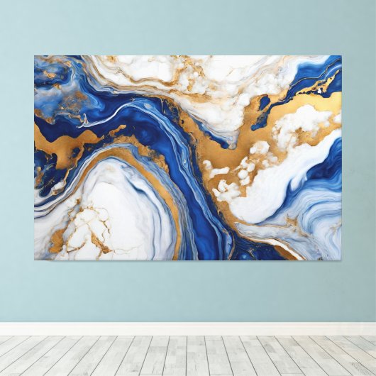 Quadro Abstrato azul, cinza e dourado em Canvas (Insitu (Houten vloer))