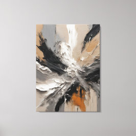 Quadro abstrato, bege, laranja, preto, cinza e bra canvas afdruk