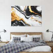 Quadro abstrato Mármore preto, branco, dourado Canvas Afdruk (Insitu (Slaapkamer))