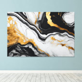 Quadro abstrato Mármore preto, branco, dourado Canvas Afdruk (Insitu (Houten vloer))