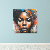 Quadro abstrato rosto de mulher negra canvas afdruk (Insitu (Houten vloer))