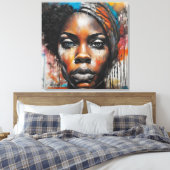 Quadro abstrato rosto de mulher negra canvas afdruk (Insitu (Slaapkamer))