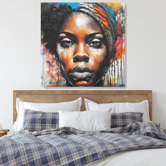 Quadro abstrato rosto de mulher negra canvas afdruk (Insitu (Slaapkamer))