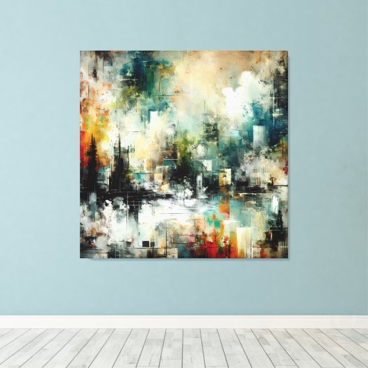 Quadro Abstrato várias cores Canvas Afdruk (Insitu (Houten vloer))